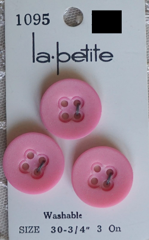 Vintage La Petite Pink Buttons 1095 3/4''